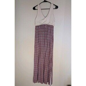 Anthropologie Maeve Dress Women Small Elysian Geometric Print Maxi Cream Pink